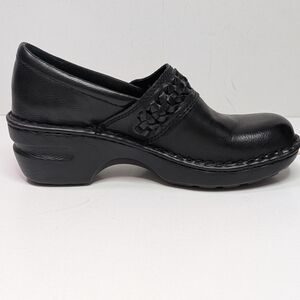 b.o.c. Black Leather Clogs
